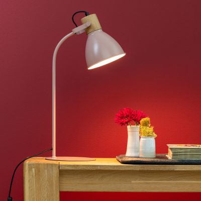 Lampe de table rose rustique, Thalina, avec interrupteur