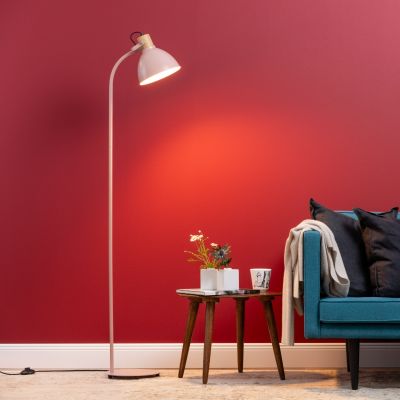 Lampadaire rose rustique, Thalina, avec interrupteur