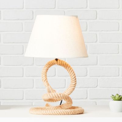 Lampe de table blanche rustique, Boyke, avec interrupteur