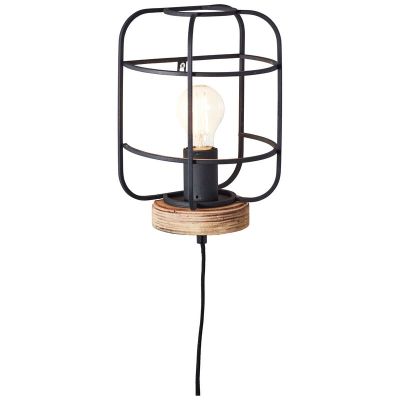 Applique murale en bois noire, Taede, avec interrupteur