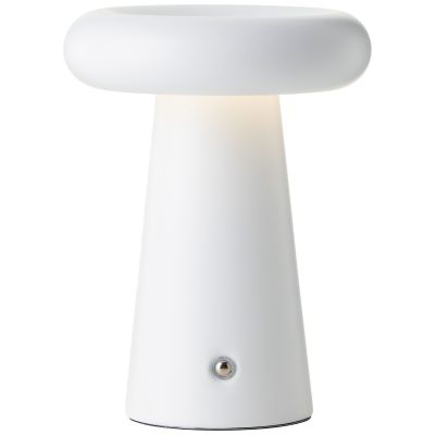 Lampe de table d'extérieur rechargeable blanche moderne, Stig, 3W, 3000K LED, IP44, gradable en 3 étapes