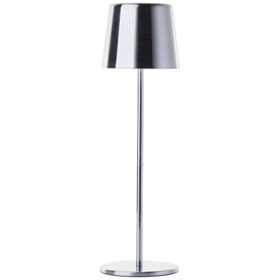Lampe de table d'extérieur rechargeable nickel moderne, Skander, 4W, blanc chaud à froid réglable LED, IP44, avec variateur tactile