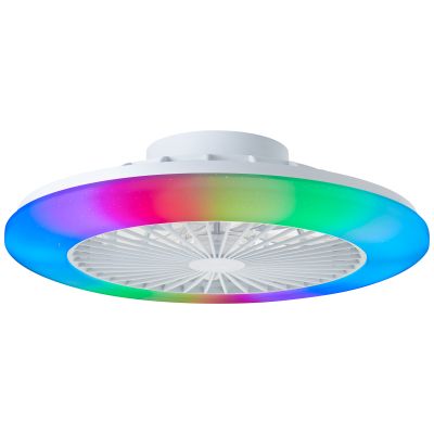 Ventilateur de plafond blanc moderne, Sofieke, 40W, RGBW LED, avec télécommande