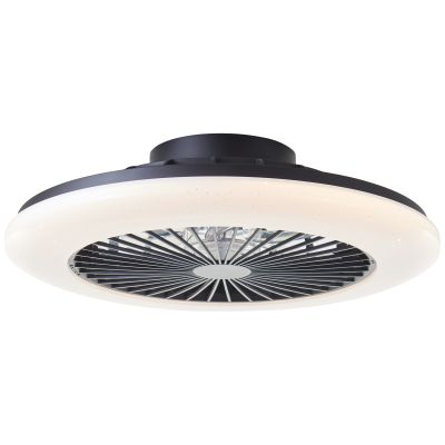 Ventilateur de plafond noir moderne, Salerno, 40W, RGBW LED, avec télécommande