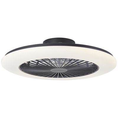 Ventilateur de plafond noir moderne, Salerno, 48W, RGBW LED, avec télécommande