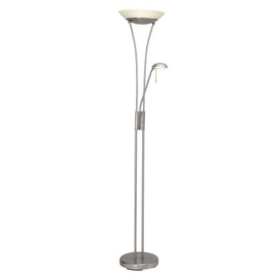 Lampadaire liseuse chromé en verre, Ivan, 18W, 3000K LED, avec interrupteur