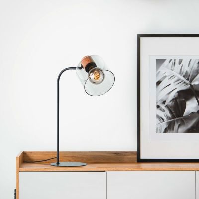 Lampe de table grise moderne, Serkan, avec interrupteur