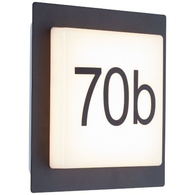 Numéro de maison lumineux noir en aluminium, Nurcan, 9W, 3000K LED, IP44