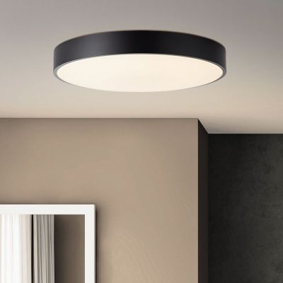 Lampe plafond noire moderne, Asude, 60W, blanc chaud à froid réglable LED, avec télécommande