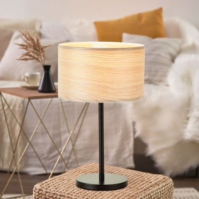 Lampe de table en bois beige, Enna, avec interrupteur
