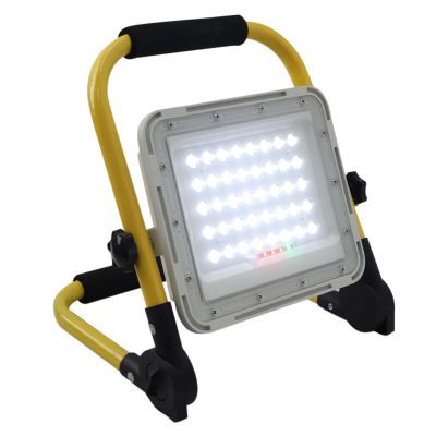 Lampe de chantier rechargeable jaune en aluminium, Hilmi, 60W, 6500K LED, IP44, avec interrupteur
