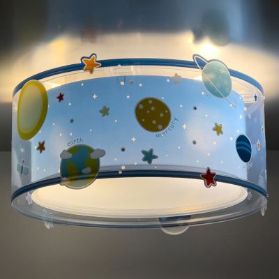 Plafonnier pour enfants en plastique bleu, Planets