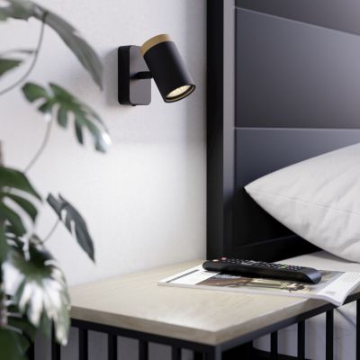 Spot mural noir en acier, Conradus, IP44