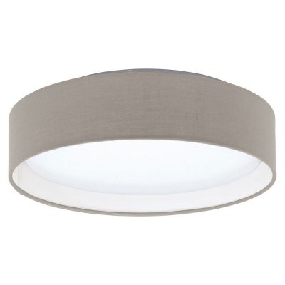 Lampe plafond taupe en tissu, Abano, 12W, 3000K LED