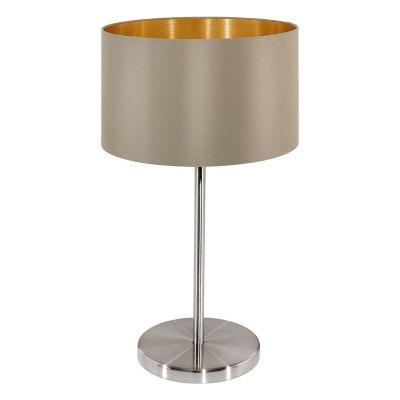 Lampe de table dorée en tissu, Terme, avec interrupteur