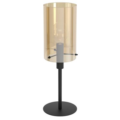 Lampe de table noire en acier, Ritesh, avec interrupteur