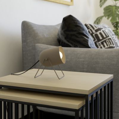 Lampe de table marronne en acier, Tjitte, avec interrupteur