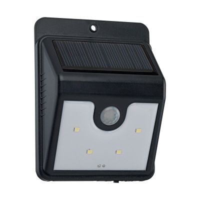 Applique solaire extérieur noire en plastique, Zora, 1W, 6000K LED, IP44