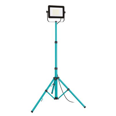 Lampe de chantier bleue en aluminium, Angelos, 100W, 4000K LED, IP65, avec interrupteur