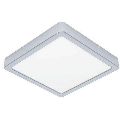Plafonnier salle de bain chromé en plastique, Geraldo, 17W, 3000K LED, IP44