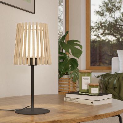 Lampe de table rustique bois, Farah, avec interrupteur
