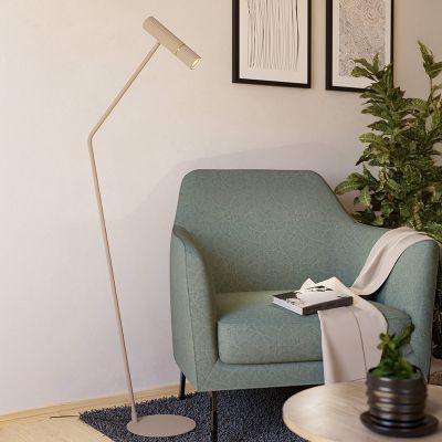 Lampadaire beige en acier, Vahid, avec interrupteur