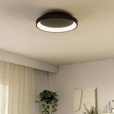 Plafonnier noir en plastique, Shauni, 12W, blanc chaud à froid réglable LED, avec télécommande