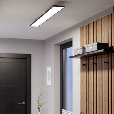 Plafonnier connecté noir en plastique, Muhsin, 28W, RGBW LED