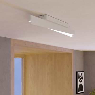 Plafonnier connecté blanc en plastique, Birkan, 13,5W, RGBW LED, avec télécommande