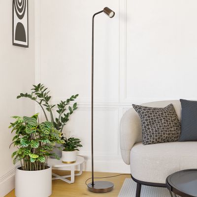 Lampadaire bronze en acier, Rochdi, avec interrupteur