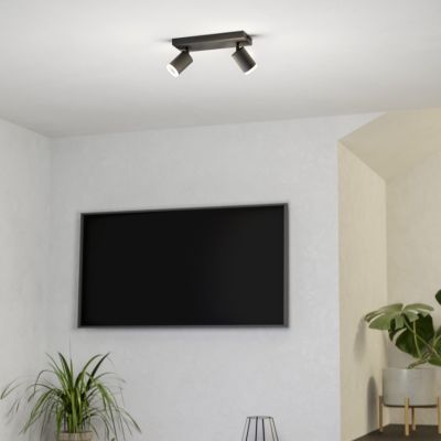 Plafonnier connecté noir en aluminium, Mayke, 3,7W, RGBW LED