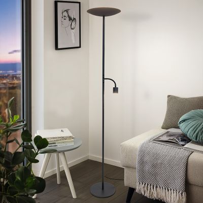 Lampadaire noir en acier, Crijn, 26,5W, 2700K LED, avec variateur tactile