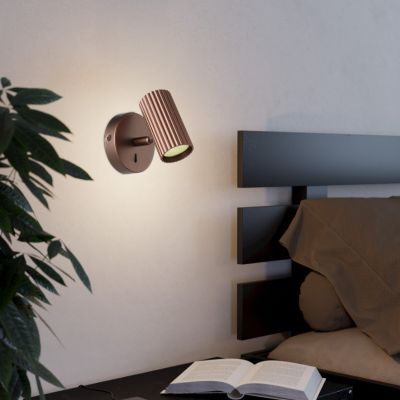 Spot mural bronze en aluminium, Vikram, avec interrupteur