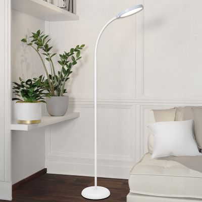 Lampadaire blanc en plastique, Querine, 5,5W, white switch LED, gradable en 3 étapes
