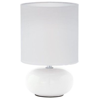 Lampe de table blanche en tissu, Matthew, avec interrupteur