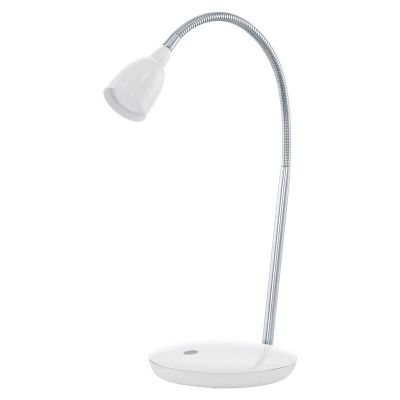 Lampe de bureau blanche en plastique, Matteo, 3W, 3000K LED, avec interrupteur