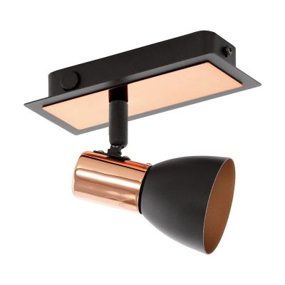 Spot plafond cuivre en acier, Angelie, avec interrupteur