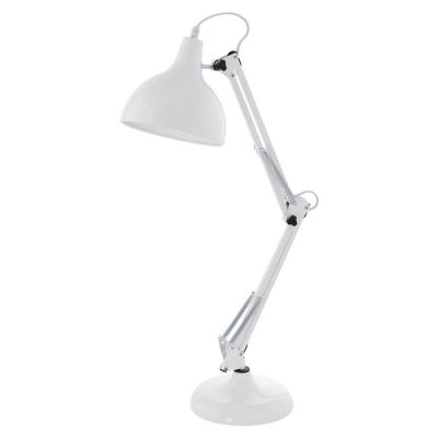 Lampe de bureau blanche en métal, Josha, avec interrupteur