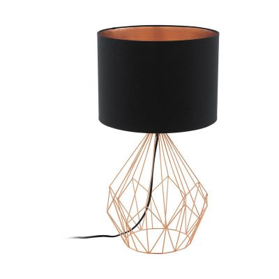 Lampe de table cuivre en tissu, Anieke, avec interrupteur