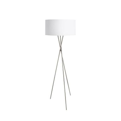 Lampadaire trépied blanc en tissu, Anuschka, avec interrupteur