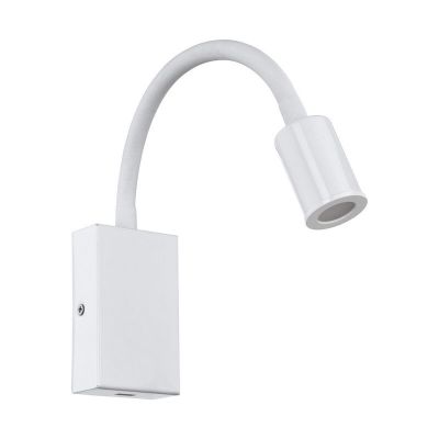 Applique murale blanche en plastique, Cafer, 4W, 3000K LED, avec interrupteur