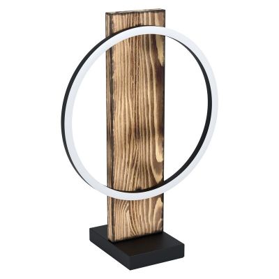 Lampe de table en bois marronne, Annebel, 12W, 3000K LED, avec interrupteur