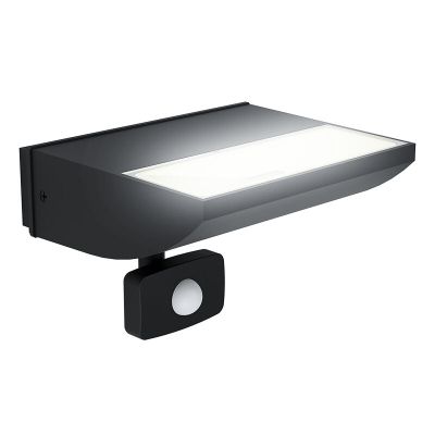 Applique extérieur avec détecteur de mouvement noire en aluminium, Samuel, 10,5W, 3000K LED, IP44