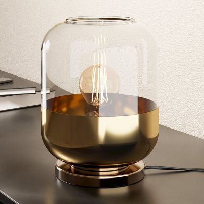 Lampe de table dorée en verre, Jeanny, avec interrupteur
