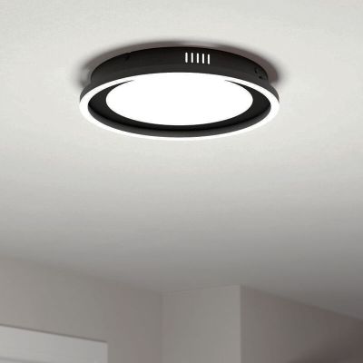 Plafonnier noir en aluminium, Thijn, 11,5W, blanc chaud à froid réglable LED, gradable en 3 étapes