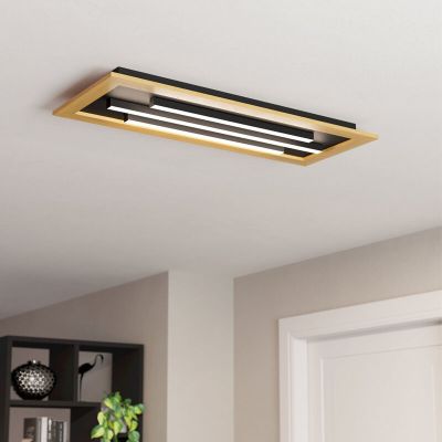 Lampe plafond bois en aluminium, Kyllian, 9W, blanc chaud à froid réglable LED, gradable en 3 étapes