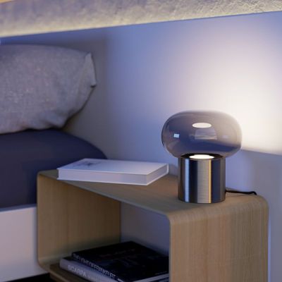 Lampe de table nickel en verre, Bravino, avec variateur tactile
