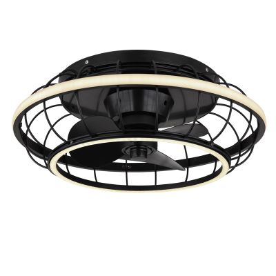 Ventilateur de plafond noir en métal, Jorne, 30W, blanc chaud à froid réglable LED, avec télécommande