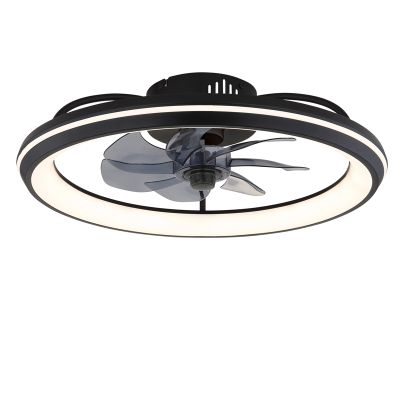 Ventilateur de plafond noir en plastique, Juulke, 40W, blanc chaud à froid réglable LED, avec télécommande