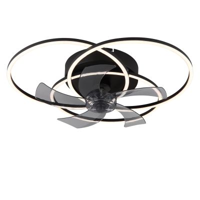 Ventilateur de plafond noir en aluminium, Kamiel, 40W, blanc chaud à froid réglable LED, avec télécommande